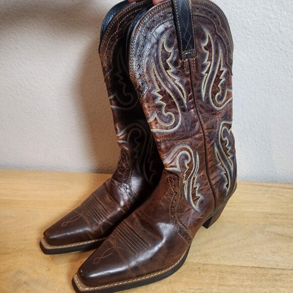 Ariat Boots Womens Size 6B Brown Leather Western Cowboy ATS Square Toe - Picture 7 of 14